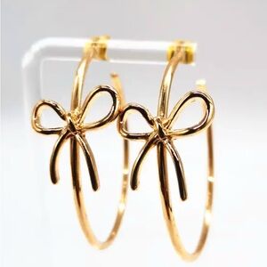 Gold Bow Hoop Earrings